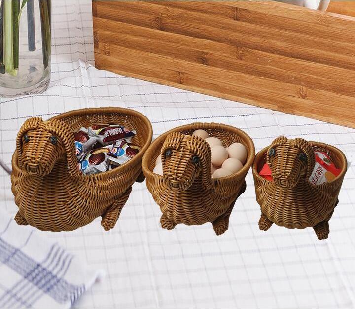 Dog Shape Plastic New Design Animal Shape Rattan Storage Gift Basket