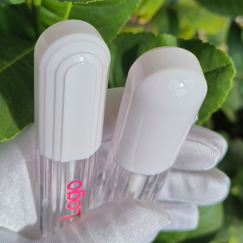 CY344 Bright white custom white logo 2022 plastic clear bottle 5ml candy pill shaped lip gloss tube