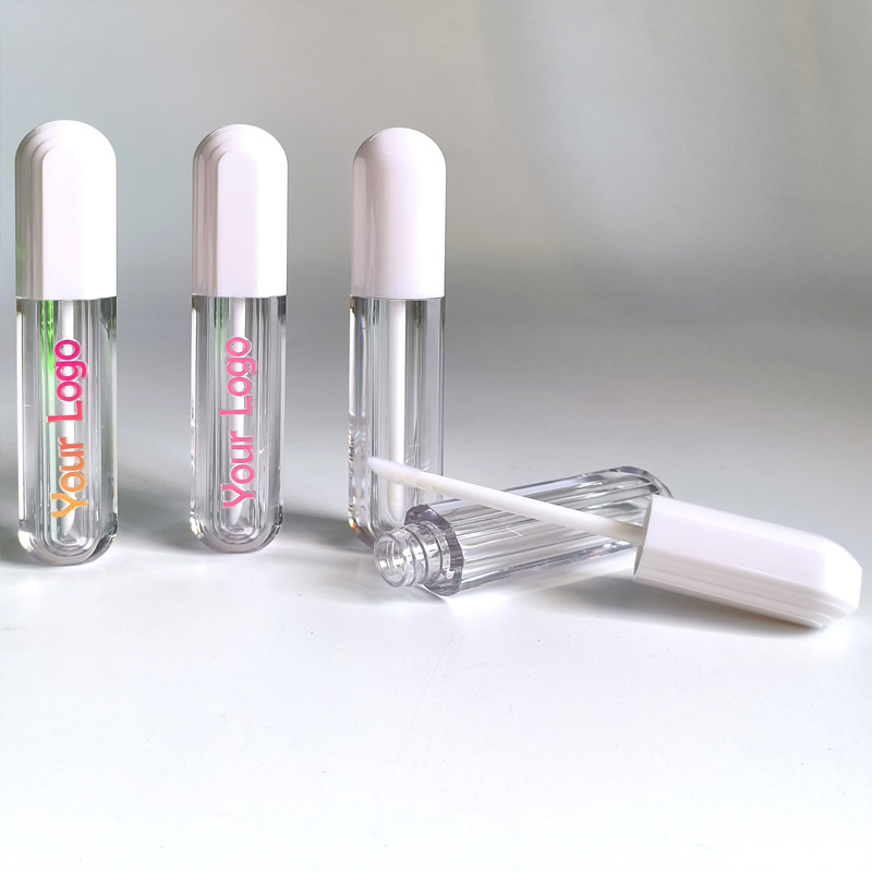 CY344 Bright white custom white logo 2022 plastic clear bottle 5ml candy pill shaped lip gloss tube