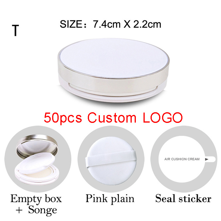 T in stock Ultrathin white compact powder case bb air cushion box with Mirror