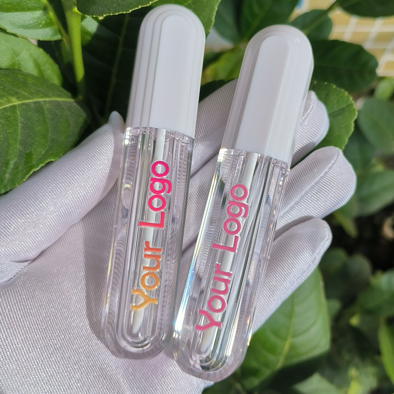 CY344 Bright white custom white logo 2022 plastic clear bottle 5ml candy pill shaped lip gloss tube