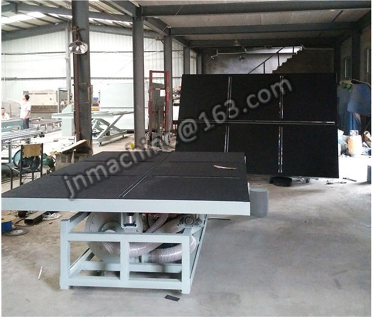 Manual glass cutting machine with tilting and breaking and glass polisher