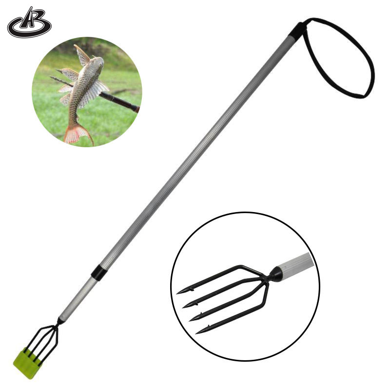 Wholesale Fishing Harpoon Underwater Al-alloy handle fishing spear gun Telescopic 4 Prong 150cm Fish Gaff Fork Fishing Tools