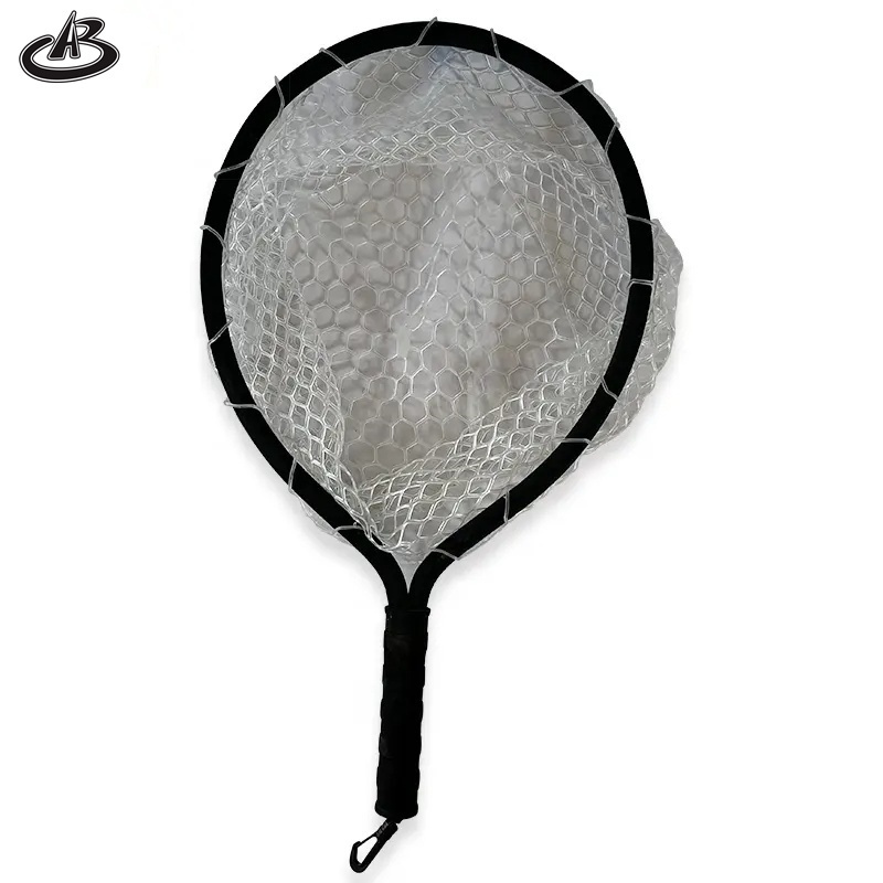 Fly Fishing Landing Net Carp Bass Trout Alloy Frame Dip Net PVC Rubber Mesh EVA Handle Wading Hand Net