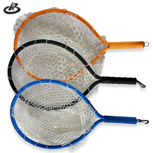 Fly Fishing Landing Net Carp Bass Trout Alloy Frame Dip Net PVC Rubber Mesh EVA Handle Wading Hand Net