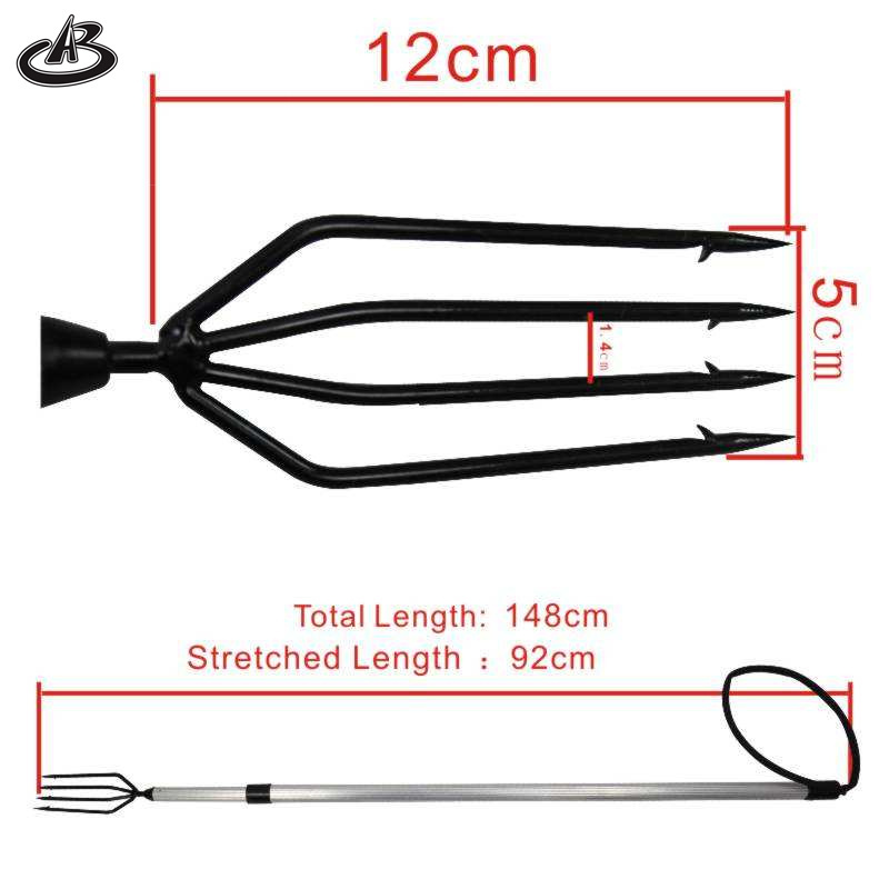 Wholesale Fishing Harpoon Underwater Al-alloy handle fishing spear gun Telescopic 4 Prong 150cm Fish Gaff Fork Fishing Tools