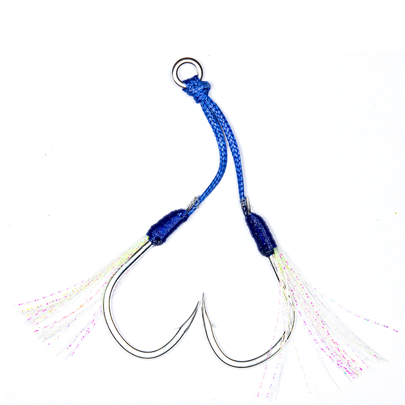 In Stock BKK  Heavy Jigging Hooks Glow Assist Hooks Luminous Double Jig FIshing Slow Lure Jig Hooks