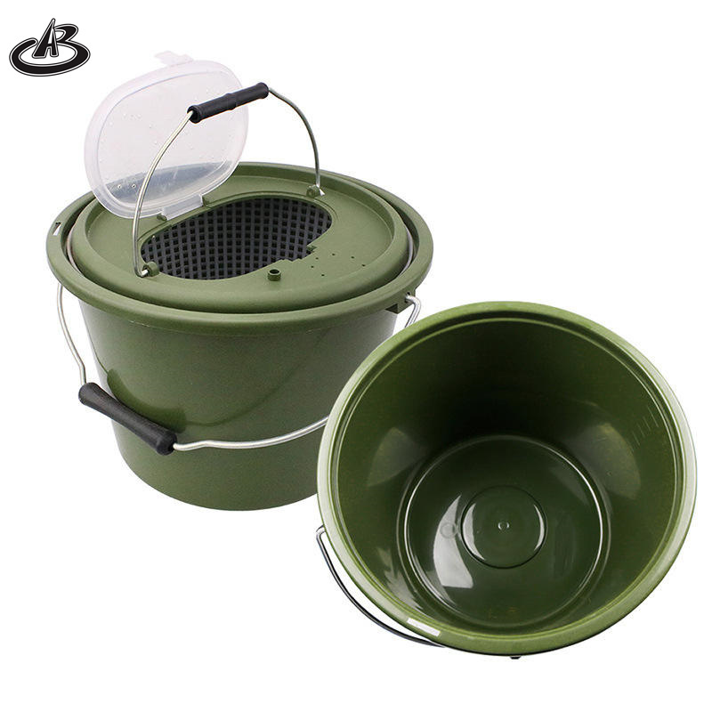 Wholesale fishing accessories plastic fish basket double deck portable fishing bucket