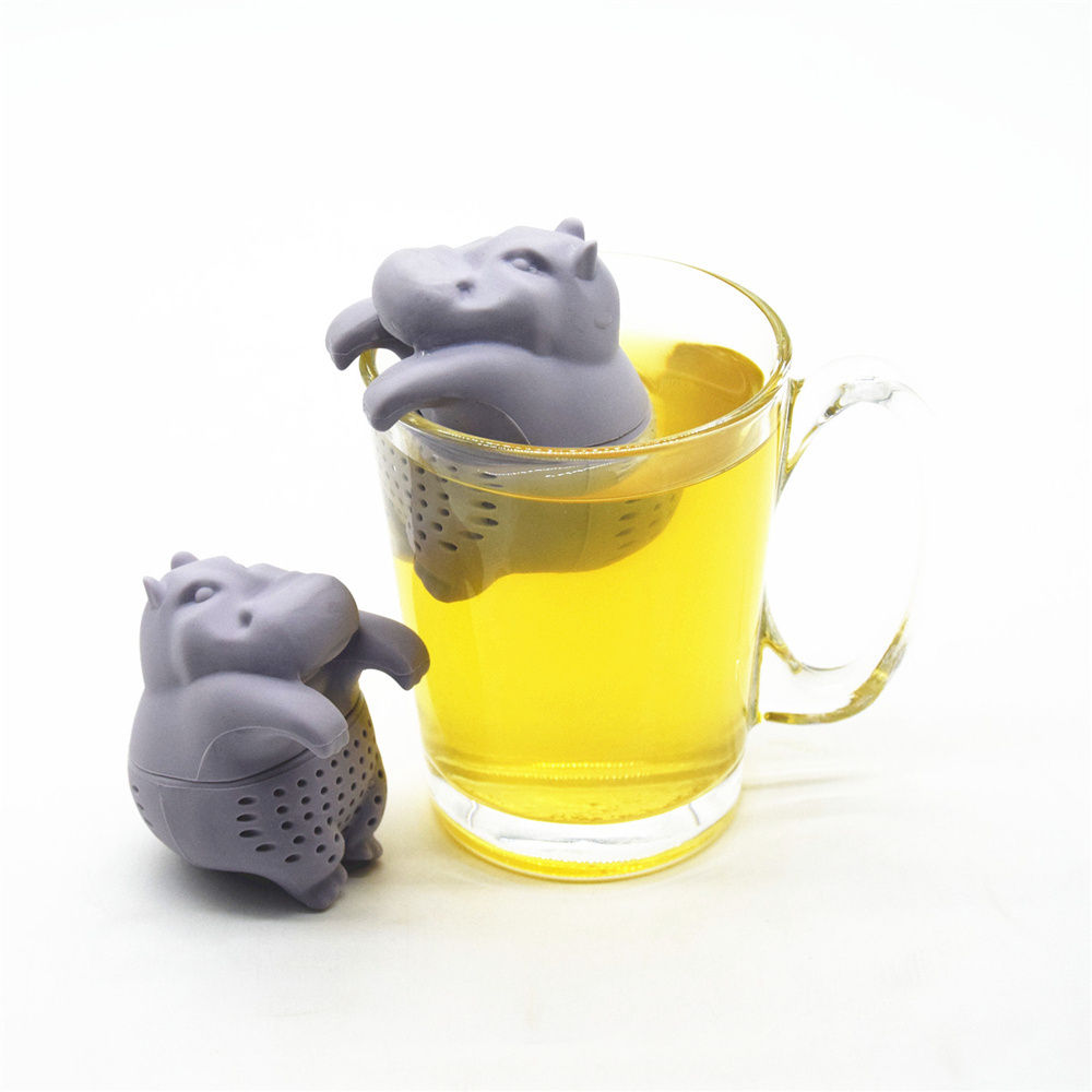 Wholesale accessories animal shape  tea infuser hippo shape silicone tea infuser BPA free