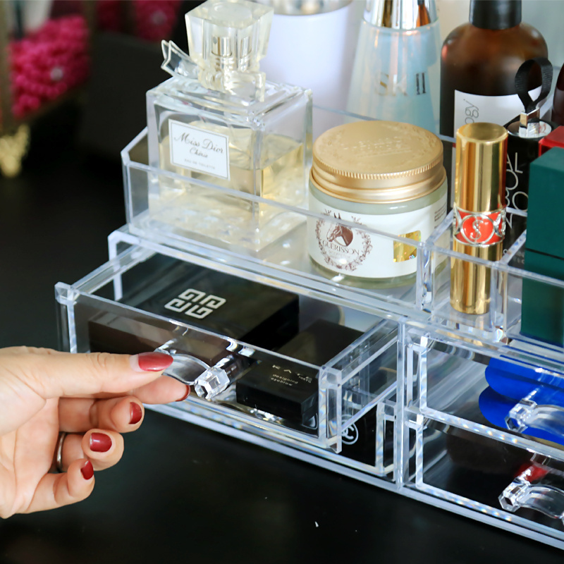 Manufacture Wholesale Clear Transparent  drawer Plastic acrylic  Makeup Organizer  Professional Cosmetic Storage Box