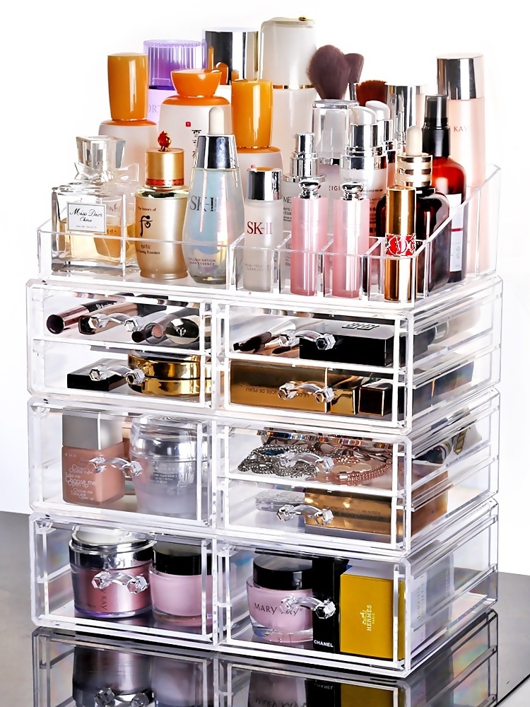 Manufacture Wholesale Clear Transparent  drawer Plastic acrylic  Makeup Organizer  Professional Cosmetic Storage Box