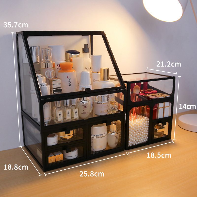 wholesale high-quality  material glass Cosmetics Storage Box Makeup Brushes holder makeup organizer