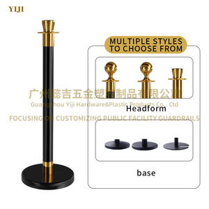 Black gold color crowd control barrier structural steel stanchions red rope barrier queue line stand