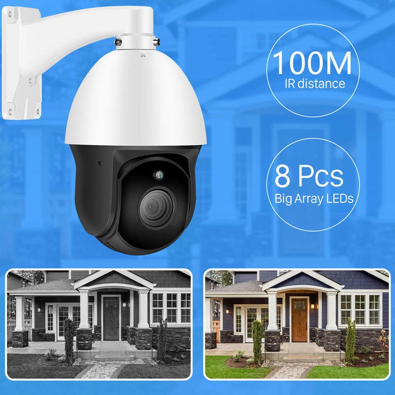 Mini Speed dome camara 4inches outdoor IP CCTV 100m IR distance 360 POE 2 Way Audio 8MP optics PTZ camera 4k 30x zoom