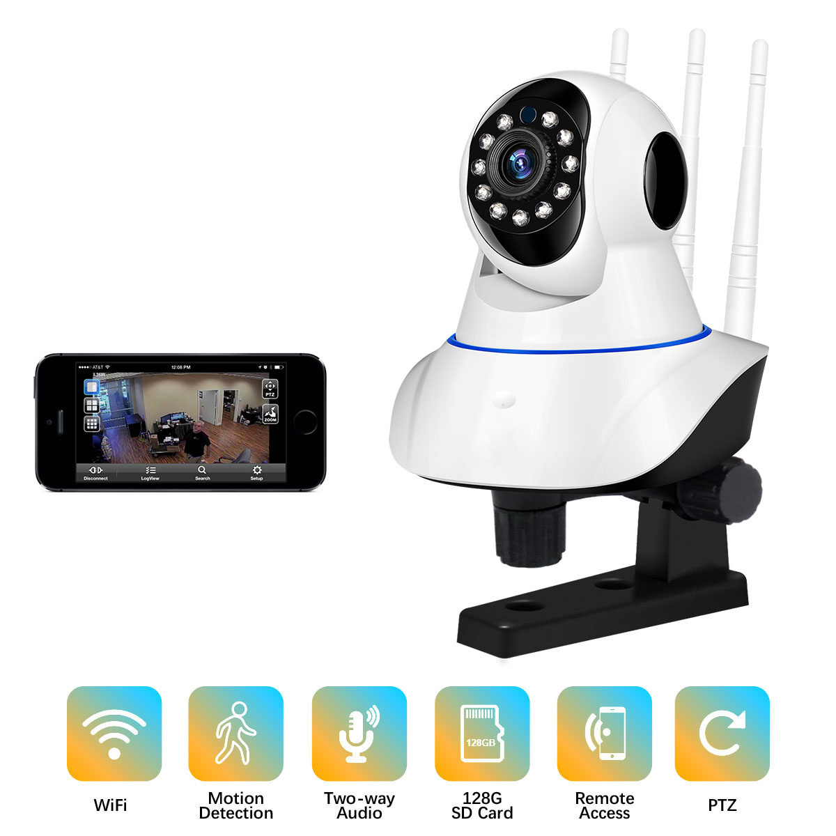 Jianvision smart p2p auto tracking home security full hd 3 antenna video surveillance 4MP shenzhen wifi ip camera with audio