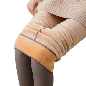 Women Sexy Fleece Tights Warm Skin Through Effect Fake-Translucent Winter Veleted Leggings Pantyhose For Ladies Mallas