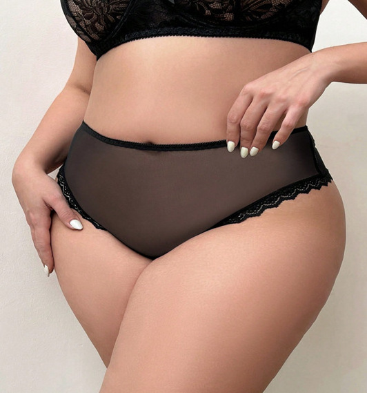 Sexy Mesh perspective underwear Panties plus size large Girl for Adult Women Lady Girl Panties 3pcs  Massage Pearl