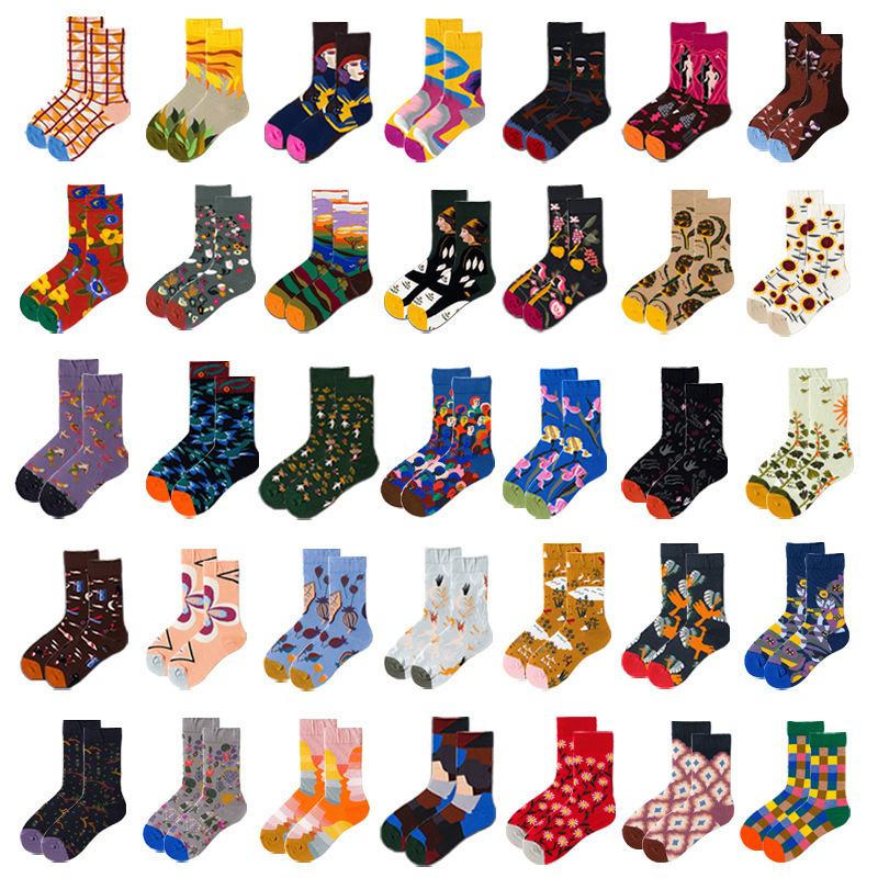 Men's Dress Cool Colorful Fancy Novelty Funny tube stockings Casual Combed Cotton  Fun Patterned Funky Crew Socks For Men