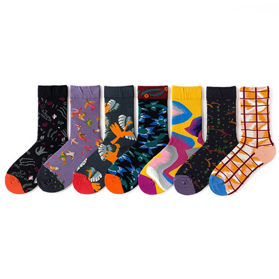 Men's Dress Cool Colorful Fancy Novelty Funny tube stockings Casual Combed Cotton  Fun Patterned Funky Crew Socks For Men