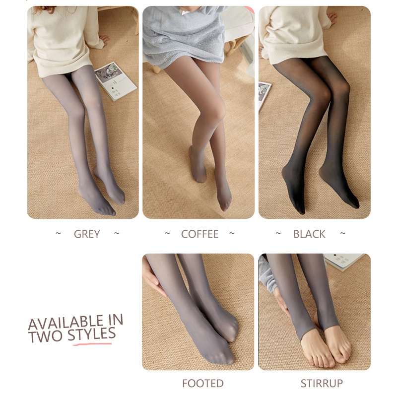 Women Sexy Fleece Tights Warm Skin Through Effect Fake-Translucent Winter Veleted Leggings Pantyhose For Ladies Mallas