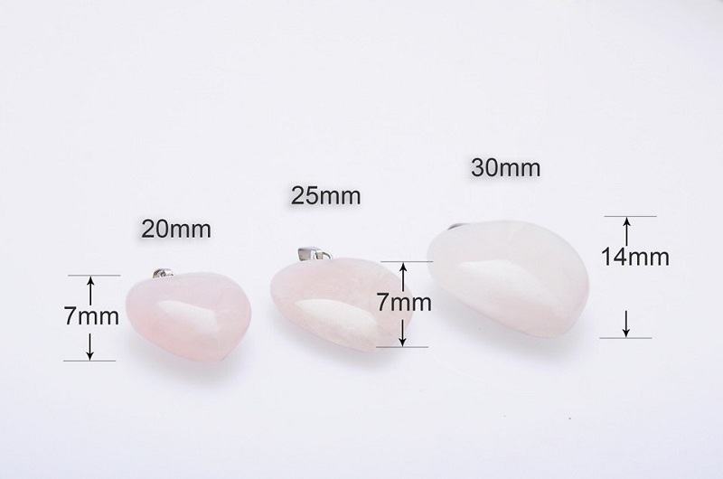 Multi Color 20mm Heart Quartz Pendant Charm Pendants Natural Heart Shape Stone Rose Quartz Amethyst Pendant