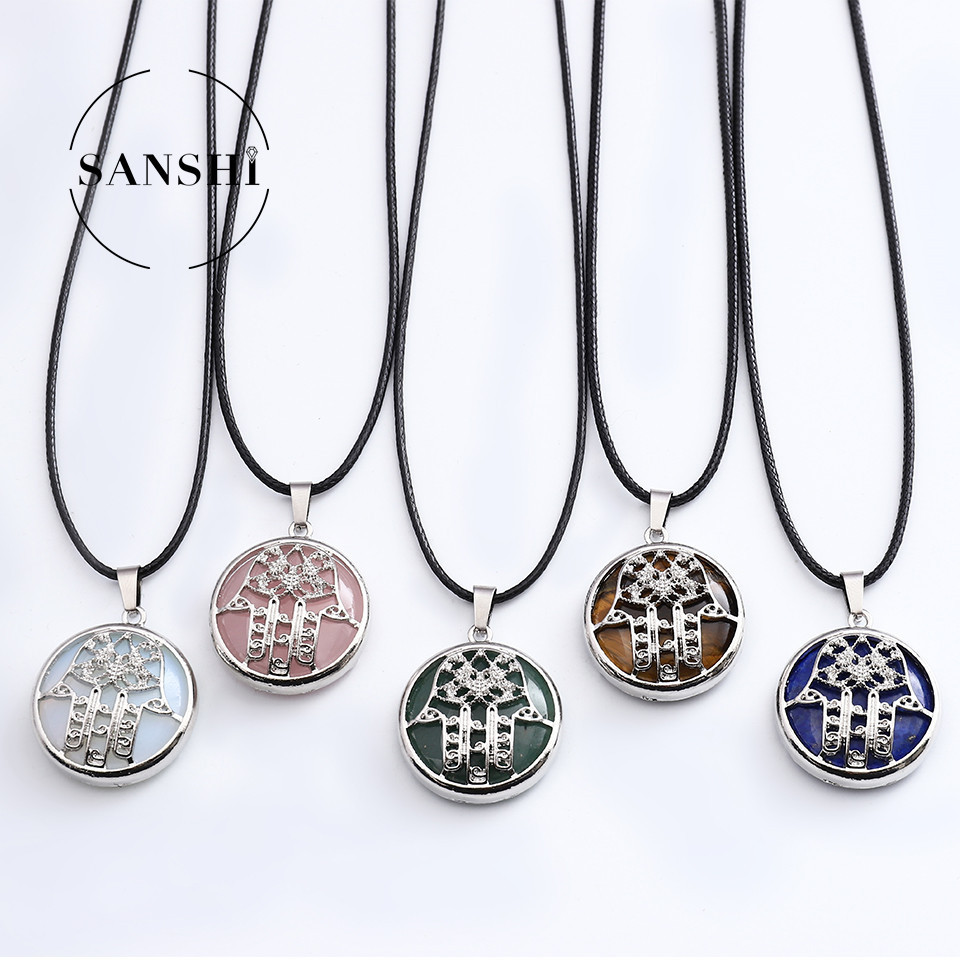 Wholesale Factory Zinc Alloy  Buddha Hand Stone Rose Quartz Pendant Yoga Energy Stone Natural Stone Jewelry