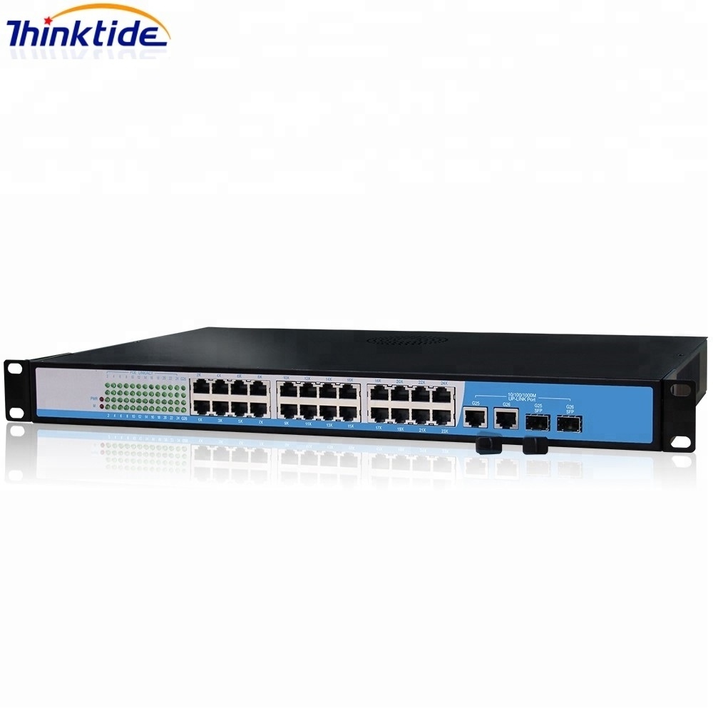 Managed 24 port Network Fiber POE Switch 24 RJ45 with 2 gigabit SFP Combo Web SNMP VLAN function industrial