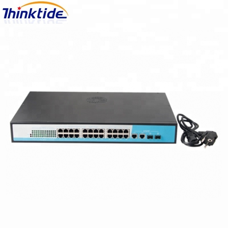 Managed 24 port Network Fiber POE Switch 24 RJ45 with 2 gigabit SFP Combo Web SNMP VLAN function industrial