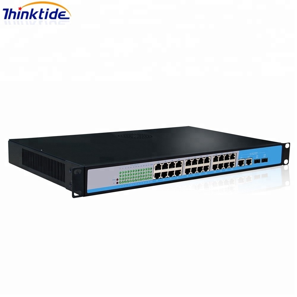 Managed 24 port Network Fiber POE Switch 24 RJ45 with 2 gigabit SFP Combo Web SNMP VLAN function industrial