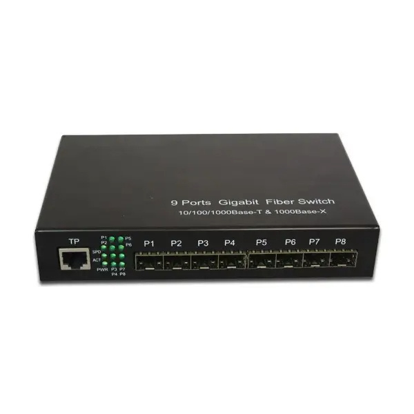 Fiber Optical Switch 8 Gigabit SFP Ports 2 x 1000Mbps RJ-45 Ethernet Media Converter 8 SFP Port Fiber Optical Switch