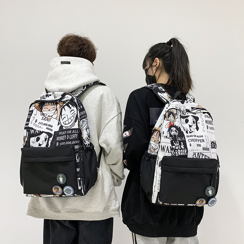 Modern Cool Anime Graffiti Design 17 Inch Teens School Backpack Waterproof & Wear-resistant High School Book Bags