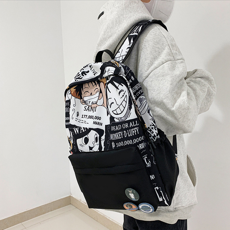 Modern Cool Anime Graffiti Design 17 Inch Teens School Backpack Waterproof & Wear-resistant High School Book Bags