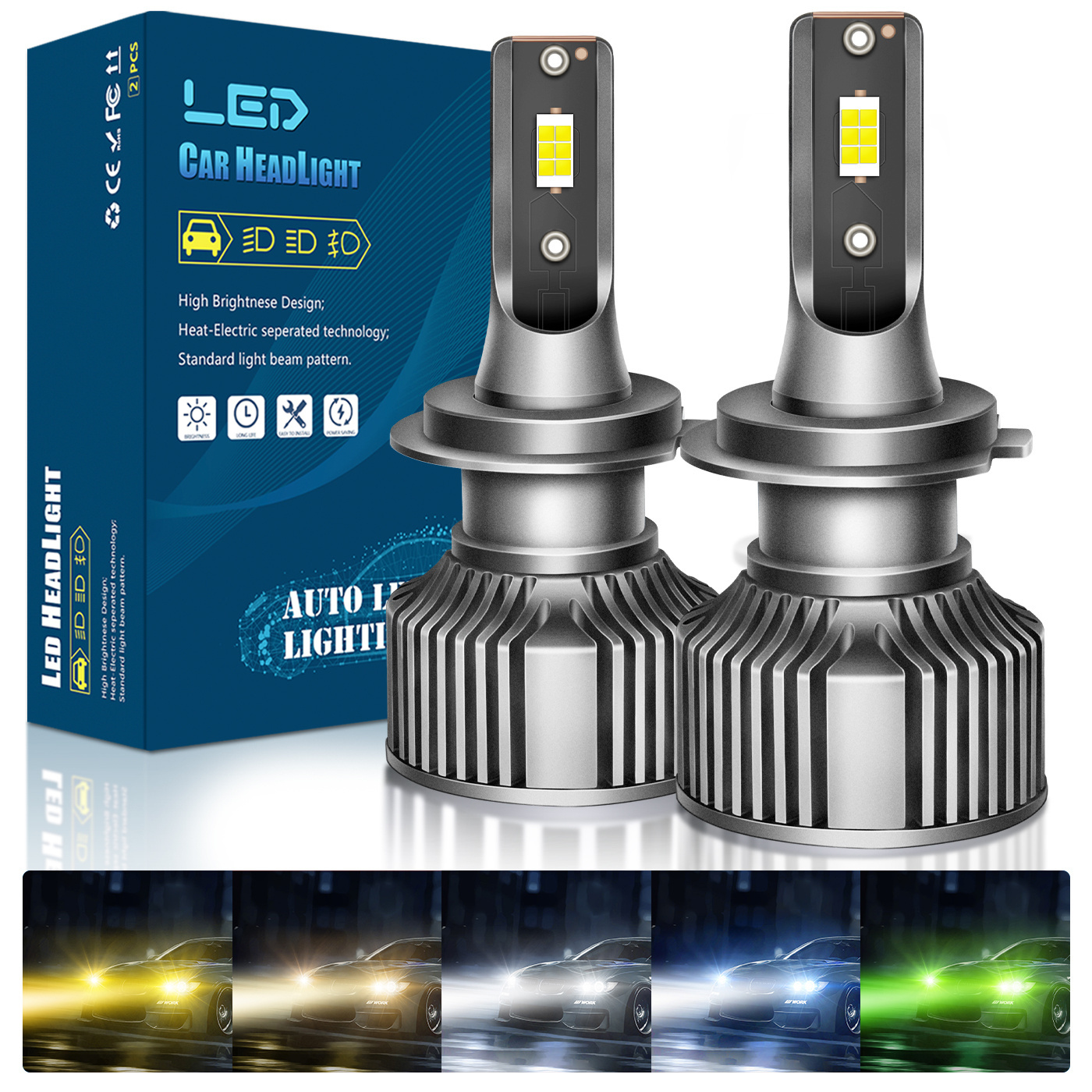 Wholesales Brighter Led H7 Headlight 12V For Car H11 H3 9006 880 9007 H13 H11B 8000K 6000K CSP 3570 LED Headlight Bulb