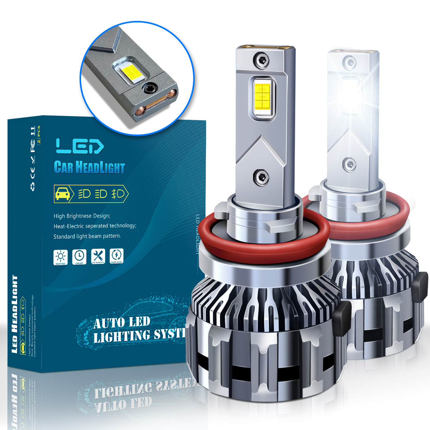 Super Bright Led H11 Headlight High Power 150W 35000LM H4 H1 H13 H7 H11 9007 Automotive Led Headlight Bulbs