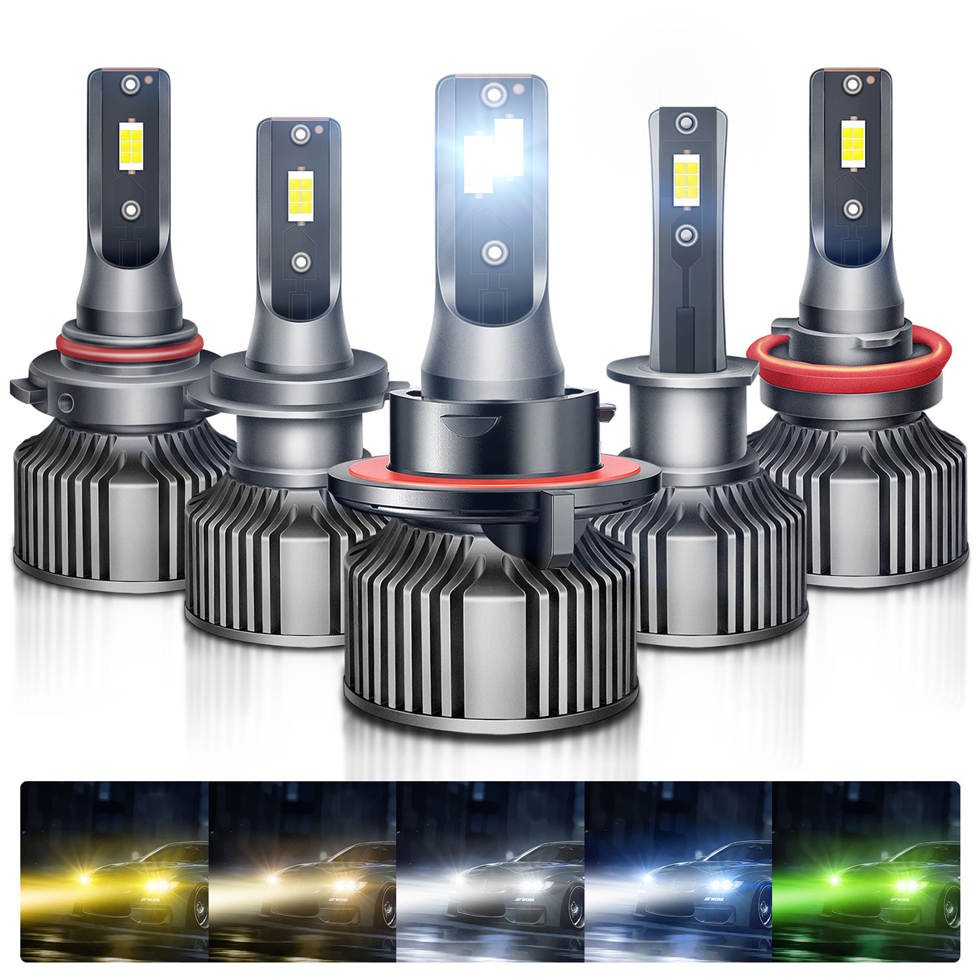 Hot Sale 3570 Led Chip Led H11 Headlight H1 H7 H4 9007 PSX26W 6000K 3000K 4300K LED Headlight Bulbs