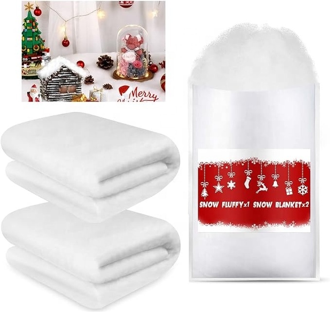 Fake Snow Blanket,Artificial Snow Decor Blanket for Christmas Mantle