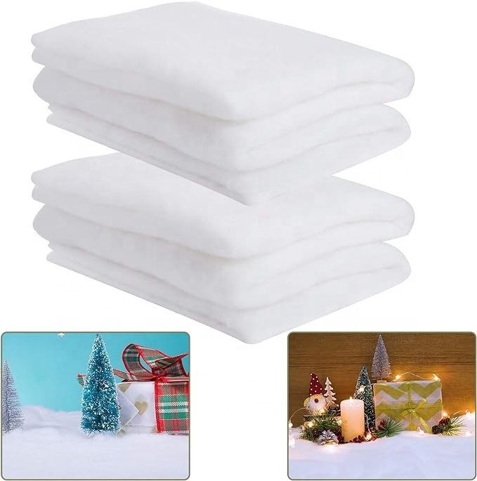 Fake Snow Blanket, Thickened Christmas Faux Snow Sheet Artificial Snow Roll for Crafts Christmas Village Display Photo Prop