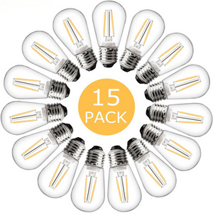 15PCS Five Color LED Bulbs with E27 Base For S14 String Lights E27 LED Retro Edison Filament Bulb Outdoor Garden Christmas Light