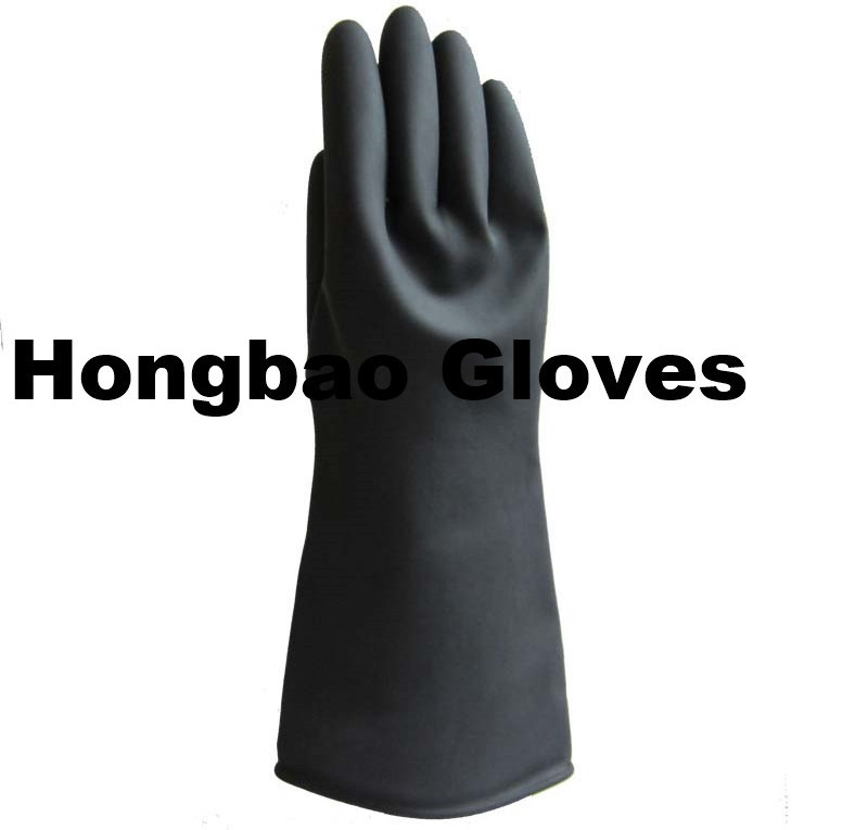 150g 35cm big industrial Heavy Duty working hand long Acid Alkali and Oil chemical resistant 14inch black rubber latex glove