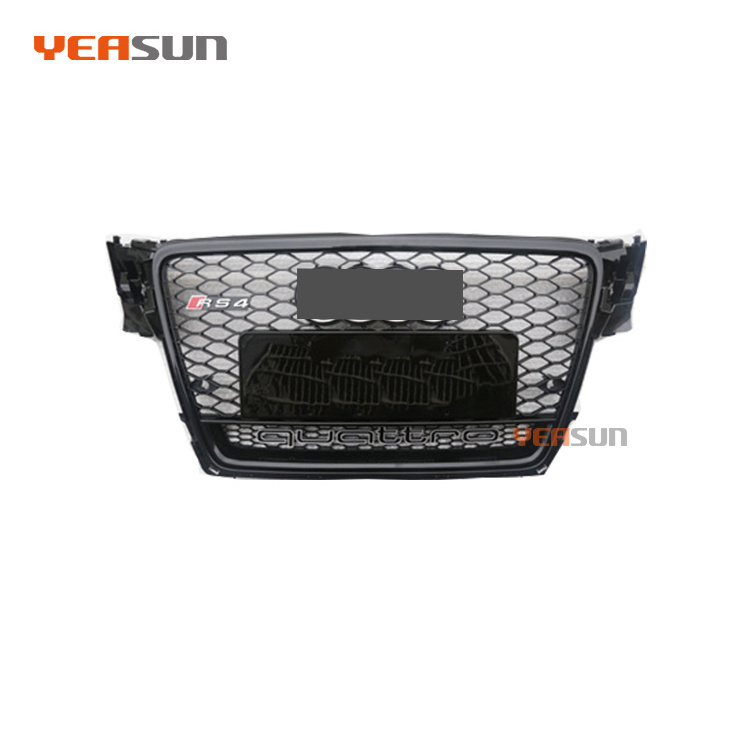 RS4 hot sale Car Front Grid Grille Honeycomb Carbon Fiber Black Grill for Audi A4  2008 2009 2010 2011 2012