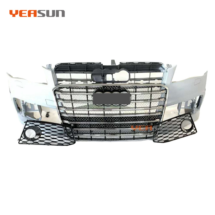 For Audi A8 W12 front bumper body kit with grille chrome and glossy black 2015 2016 2018