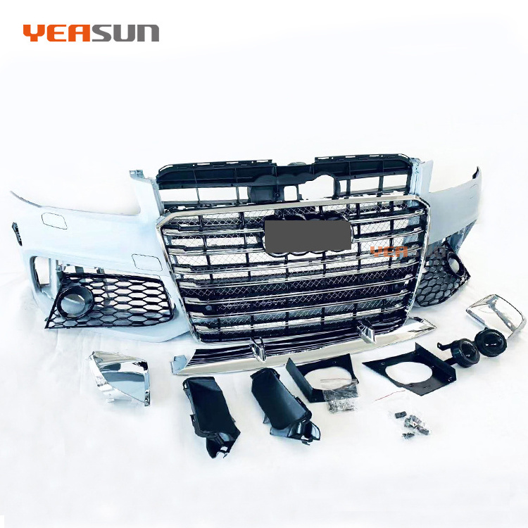 For Audi A8 W12 front bumper body kit with grille chrome and glossy black 2015 2016 2018