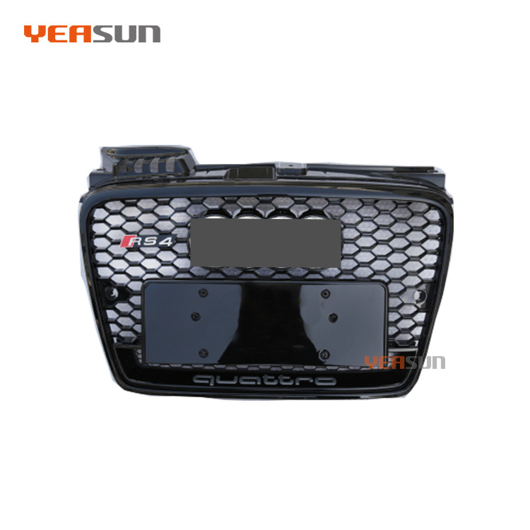 RS4 hot sale Car Front Grid Grille Honeycomb Carbon Fiber Black Grill for Audi A4  2008 2009 2010 2011 2012