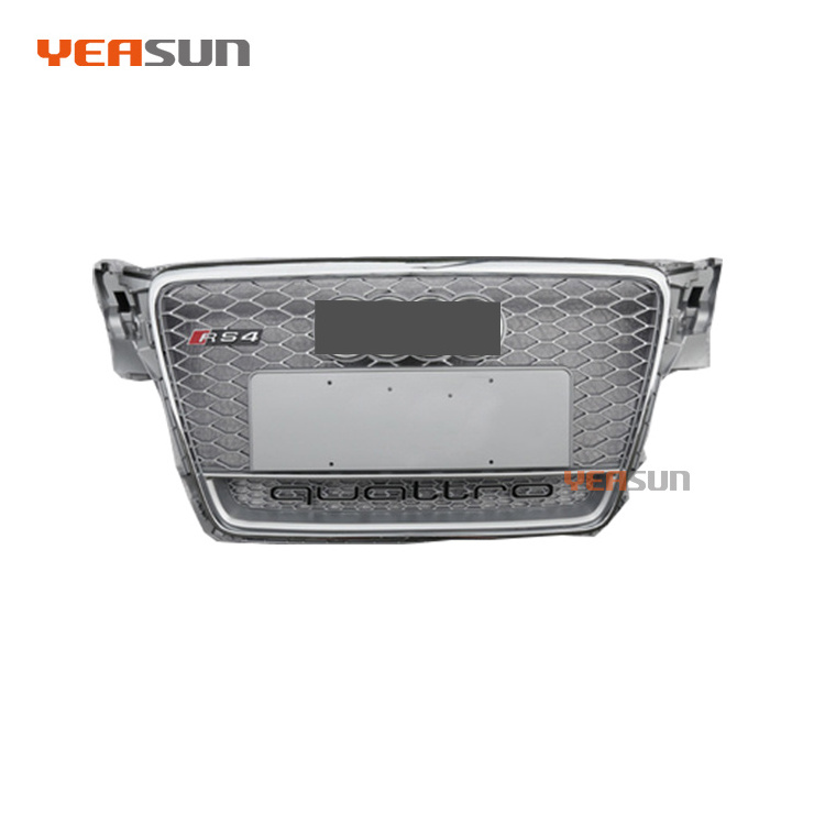 RS4 hot sale Car Front Grid Grille Honeycomb Carbon Fiber Black Grill for Audi A4  2008 2009 2010 2011 2012