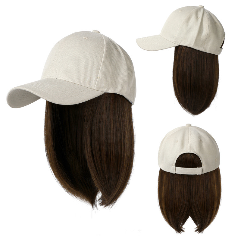 BOBO Short Wavy Hair Synthetic Hair Women Baseball Cap Wig Hats for Girls Wigs Natural Wigs 3 Short Hair and Medium Long 23cm