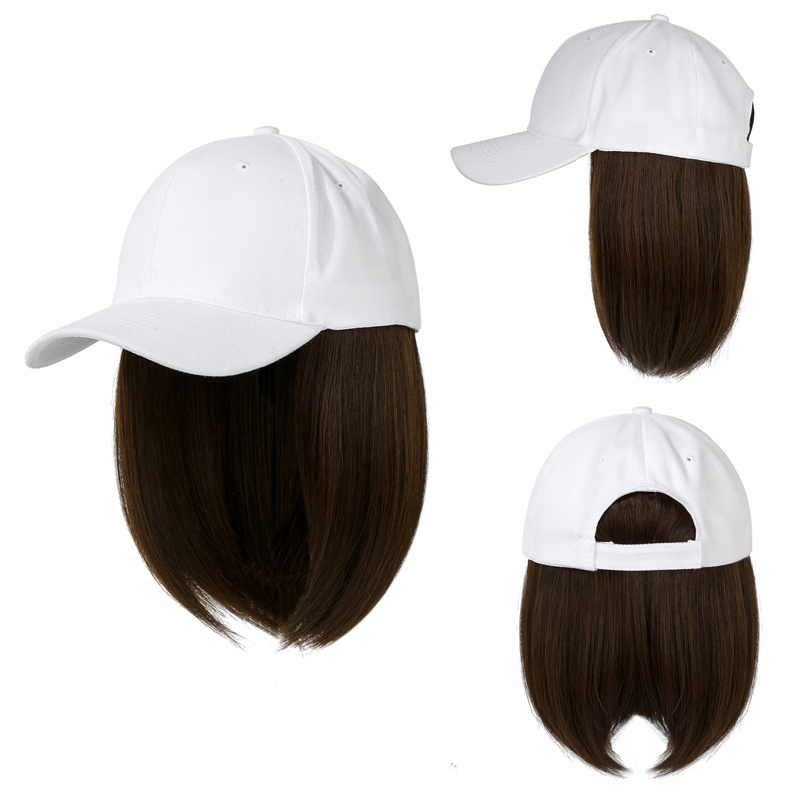 BOBO Short Wavy Hair Synthetic Hair Women Baseball Cap Wig Hats for Girls Wigs Natural Wigs 3 Short Hair and Medium Long 23cm