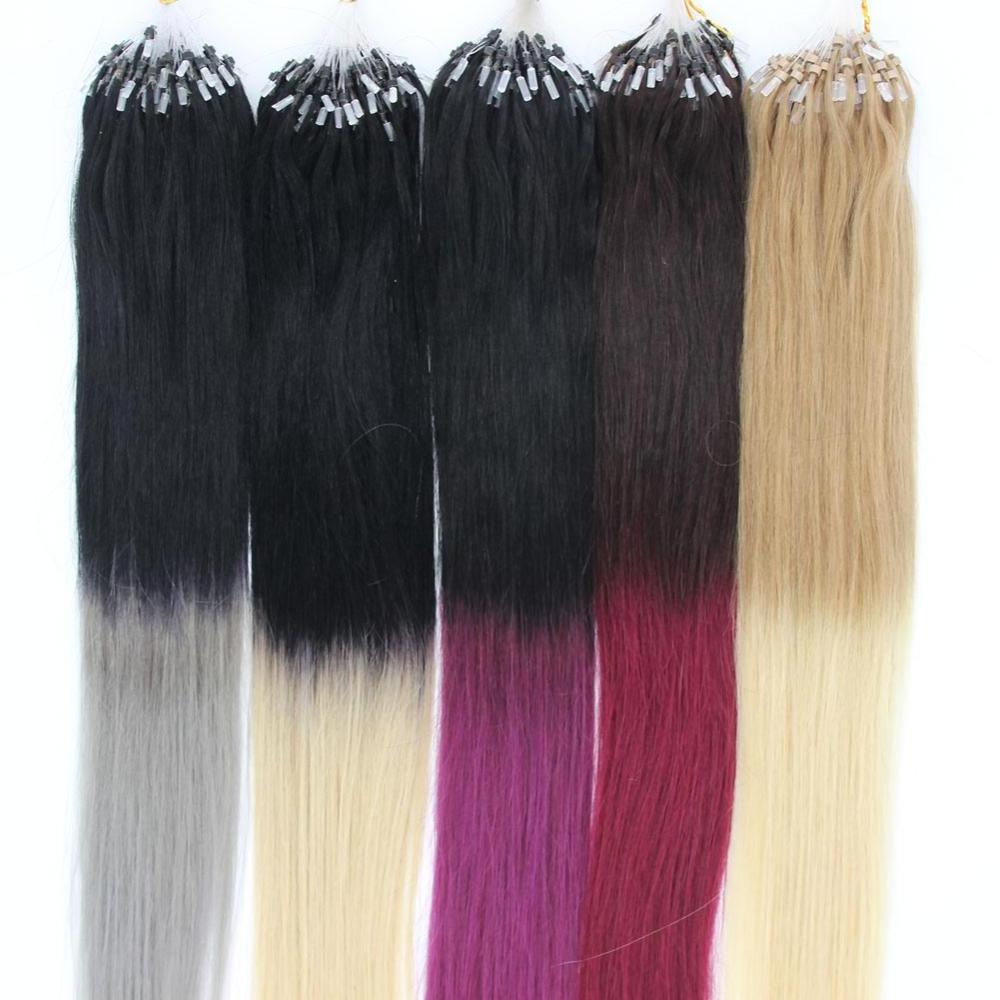 Wholesale 14-26inch 100s Easy Loop/micro Ring Beads Remy Human Hair Extensions Ombre Hair Straight Cabelo Humano Chinese Hair