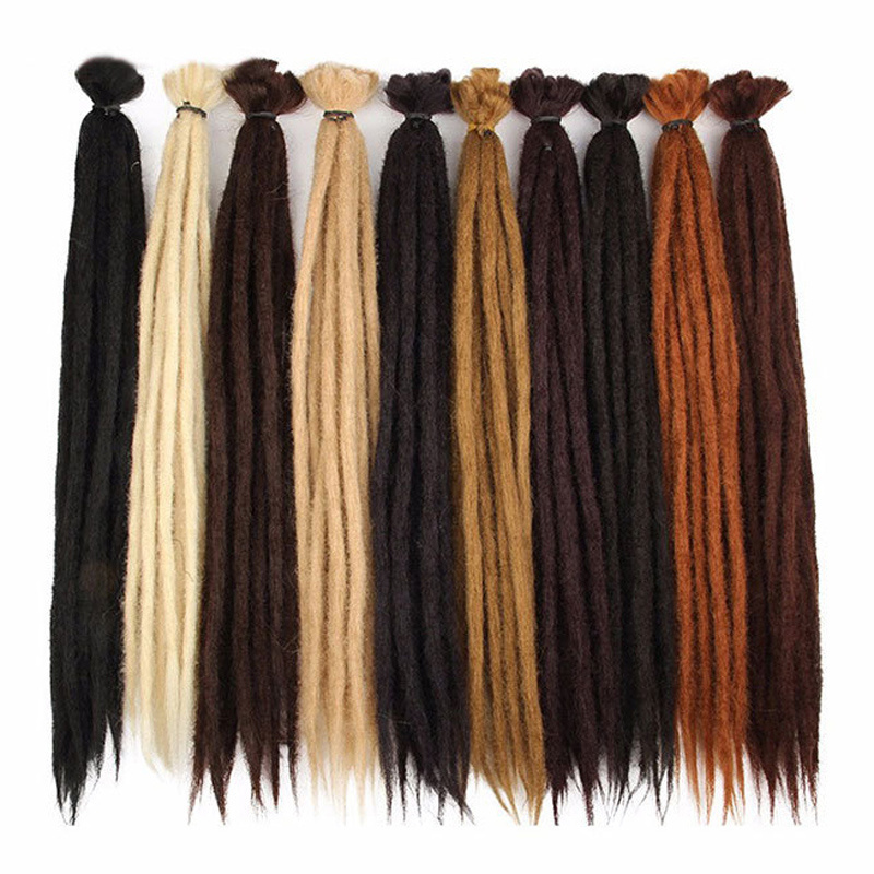 Handmade Dreadlocks Hair Extensions Crochet Hair Black Brown Synthetic Hair 1 Strands Dreadlock For Women And Men 20 Inch