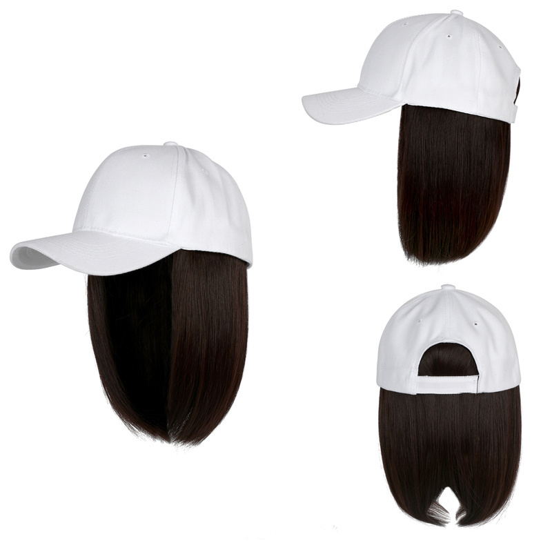 BOBO Short Wavy Hair Synthetic Hair Women Baseball Cap Wig Hats for Girls Wigs Natural Wigs 3 Short Hair and Medium Long 23cm