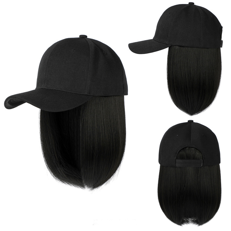 BOBO Short Wavy Hair Synthetic Hair Women Baseball Cap Wig Hats for Girls Wigs Natural Wigs 3 Short Hair and Medium Long 23cm